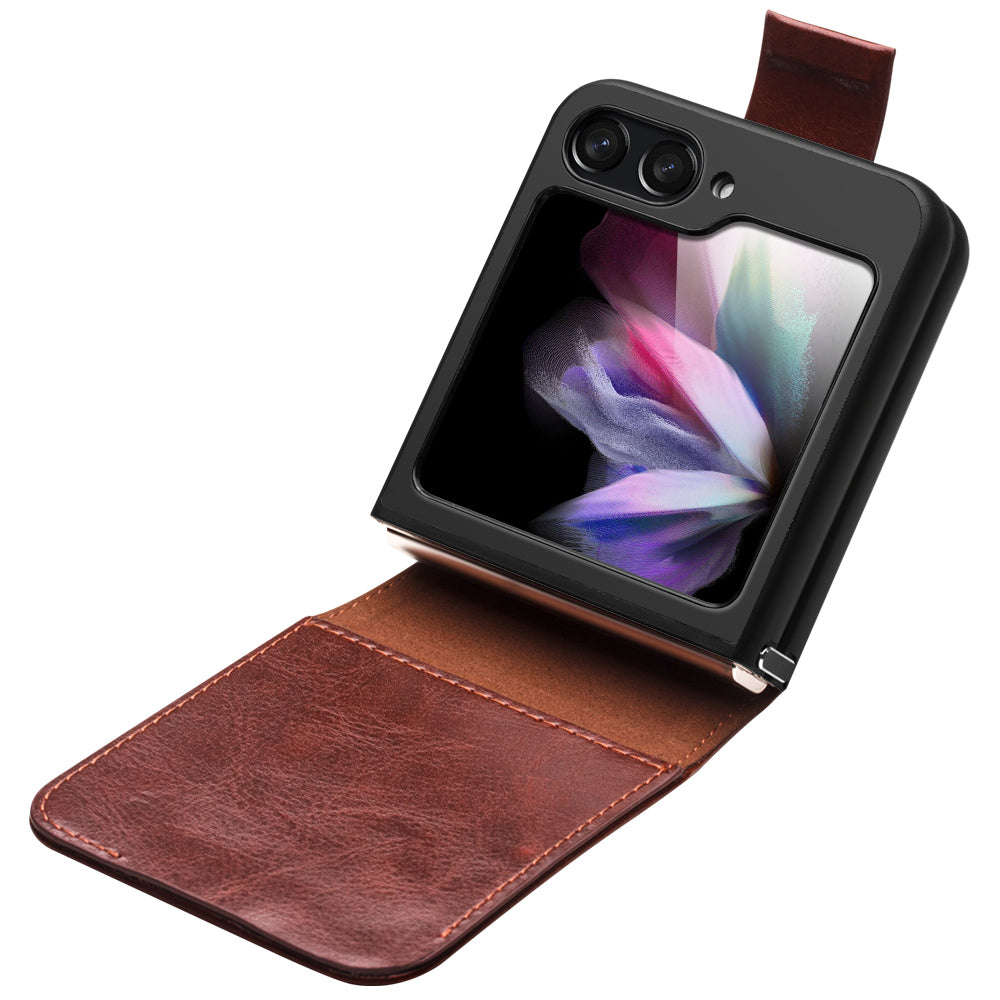 QIALINO til Samsung Galaxy Z Flip5 5G ægte ko læder pc telefon etui Kortholder Slim Fit Cover QIALINO til Samsung Galaxy Z Flip5 5G ægte ko læder pc telefon etui Kortholder Slim Fit Cover